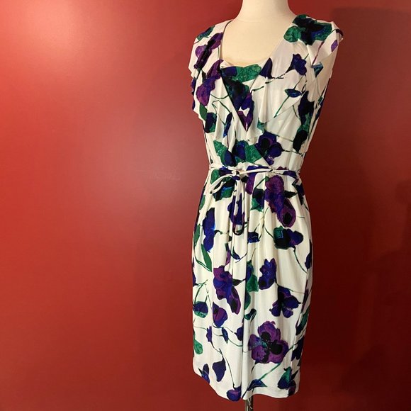 Jones New York Women's White Floral Sleeveless Dress - Size 8 - Picture 1 of 4